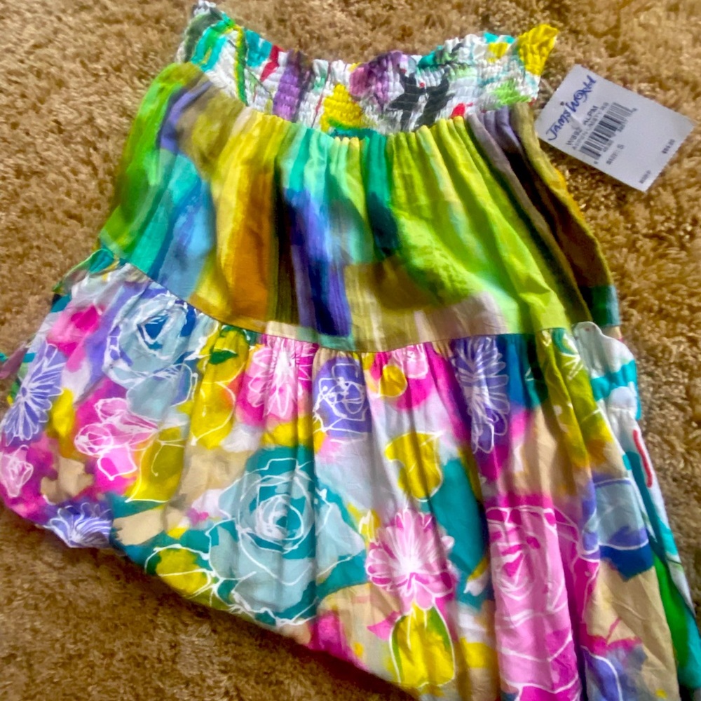 Jams World Just for Fun tiered patchwork miniskirt mixed prints side tie pockets